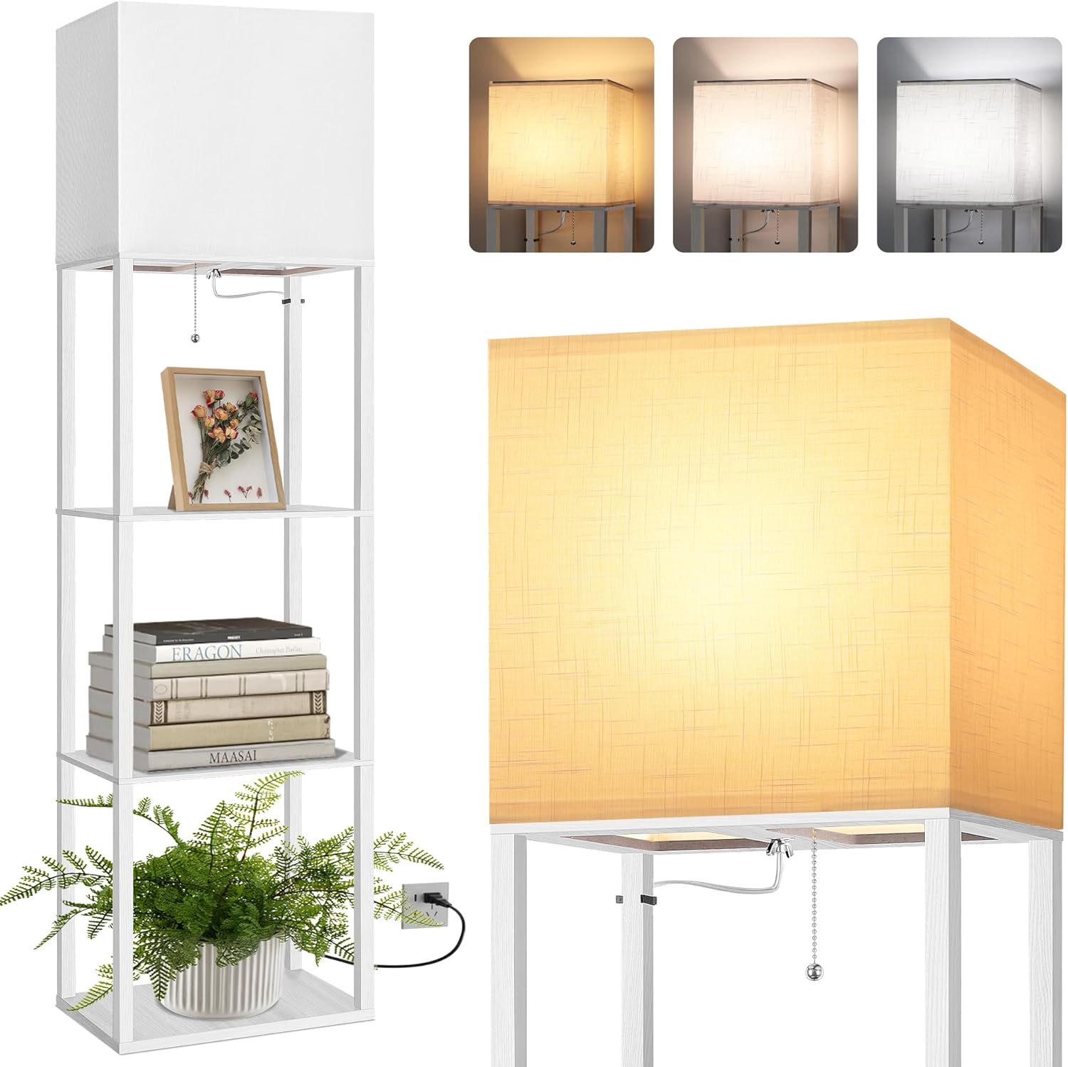 Dott Arts Floor Lamp with Shelves for Modern Living Spaces
