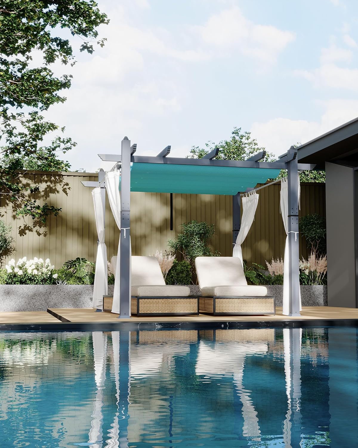 Garvee 10x10 Ft Outdoor Pergola with Retractable Canopy