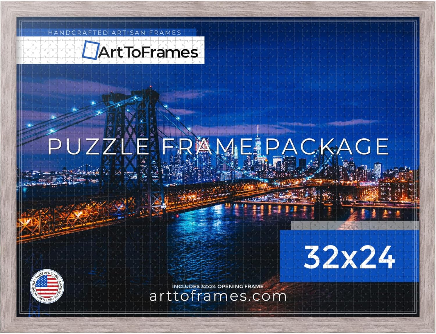 32x24 INCH Brown Frame for 1500 Piece Puzzles - Elegant Design