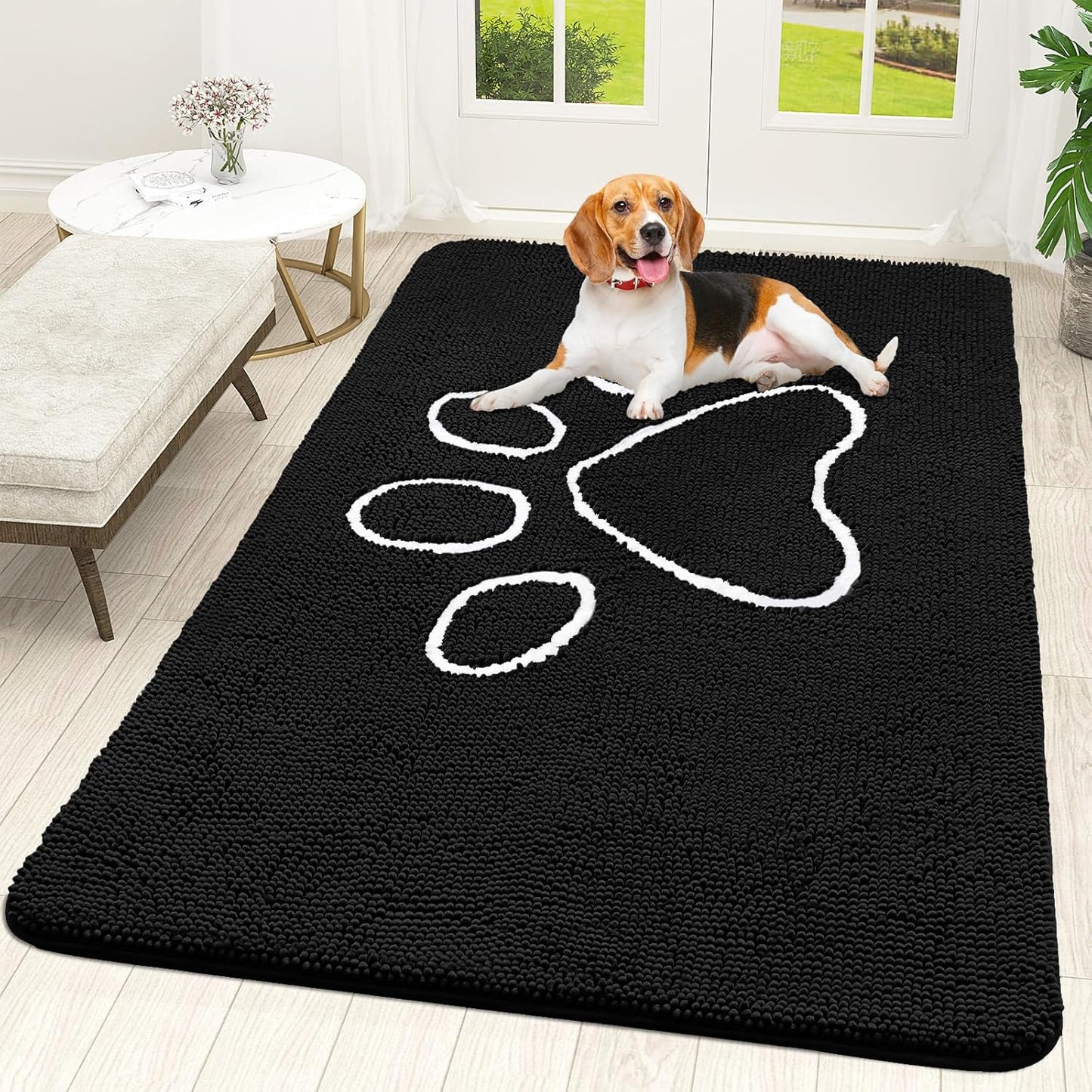 OLANLY Door Mat for Muddy Dog Paws, Ultra Absorbent Chenille