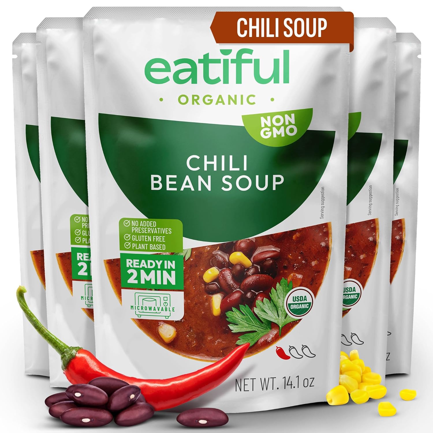 EATIFUL Chili Soup - Ready To Eat Vegan Chili Bean Soup Pack