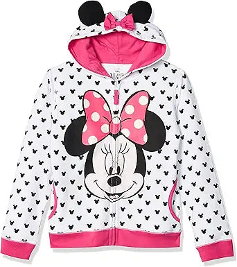 Disney Girls' Minnie Hoodie with Bow and Ear for Fashion Lovers