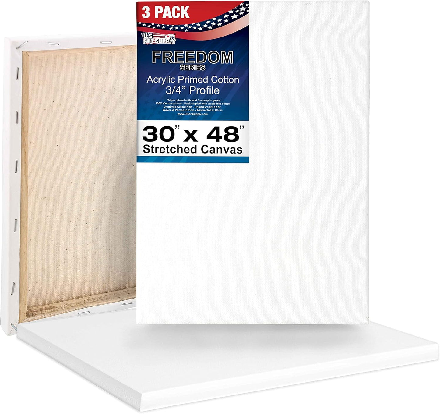 Professional Artist Quality Stretched Canvas 3-Pack for Painting