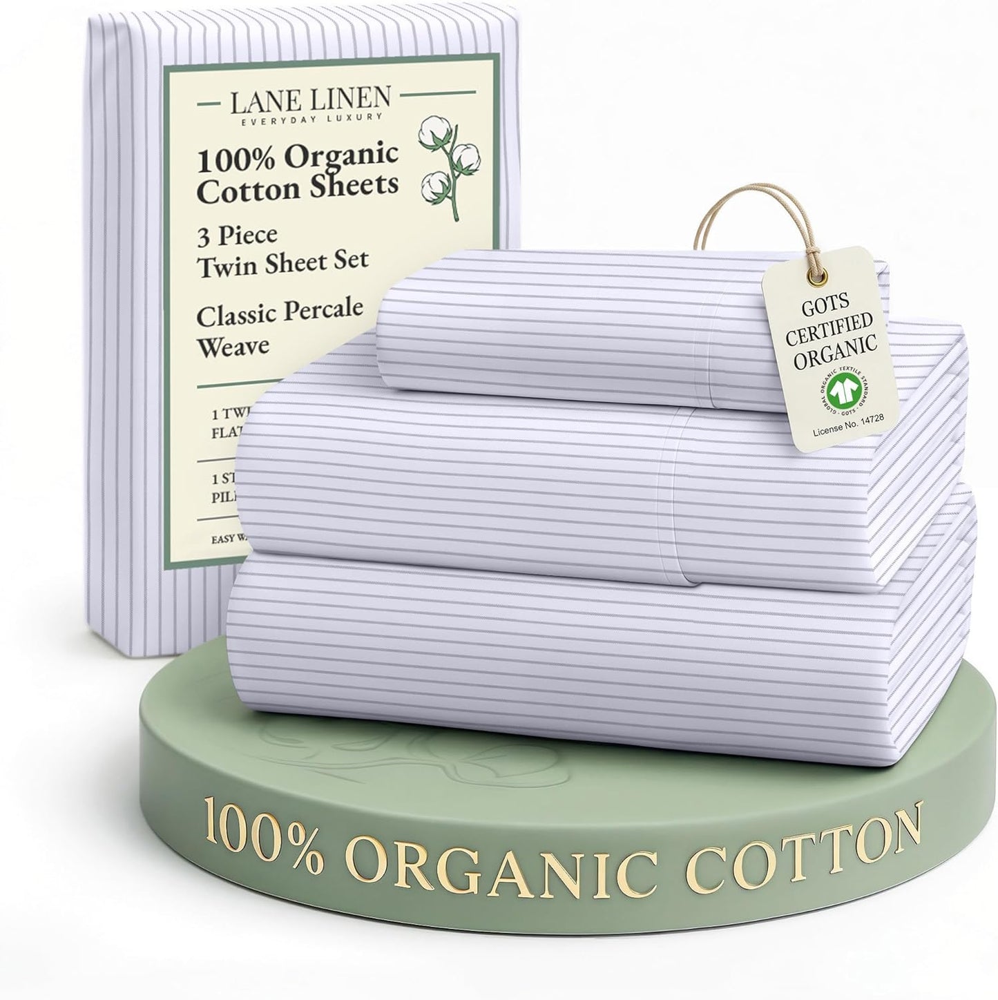 Organic Cotton Twin Sheets by Lane Linen - Soft & Comfy