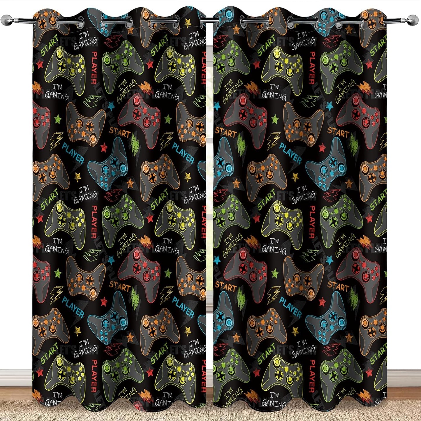 Gamer Gaming Gamepad Blackout Curtains for Kids Room Decor