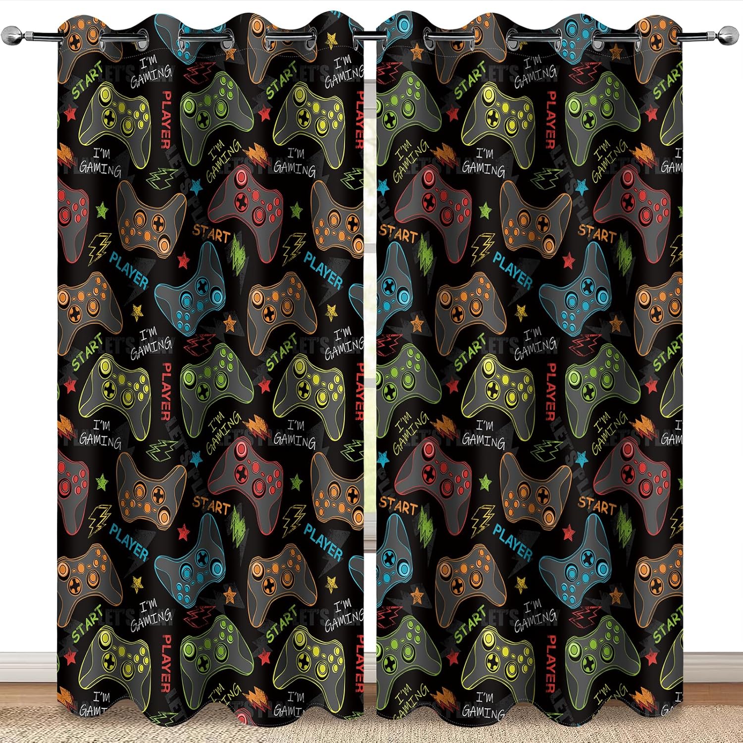 Gamer Gaming Gamepad Blackout Curtains for Kids Room Decor