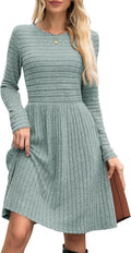 WNEEDU Fall Dresses for Women 2025 Long Sleeve Sweater Dress