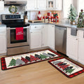 Buffalo Plaid Xmas Trees Merry Christmas Red Kitchen Rugs Set of 2