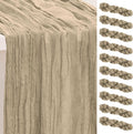 Khaki Cheesecloth Table Runner 35x120 in - Rustic Sheer 10 Pack
