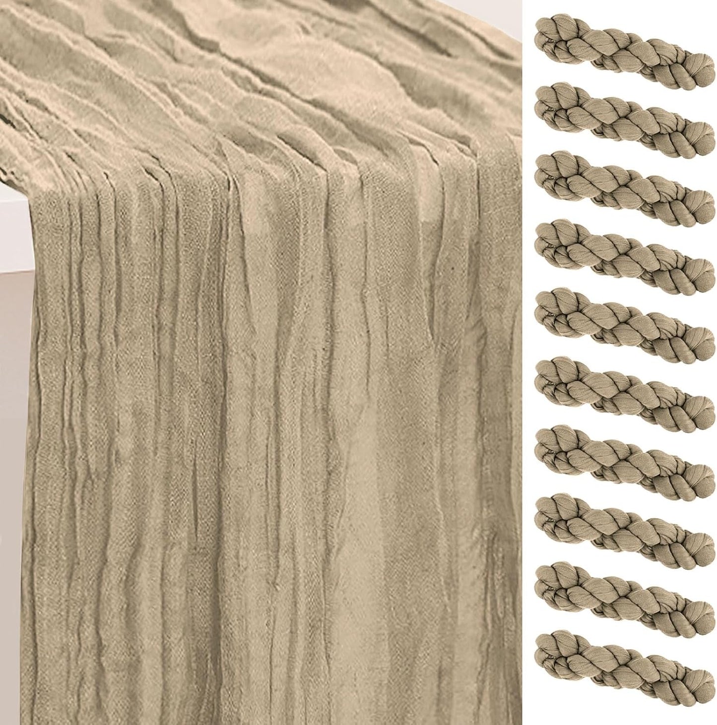 Khaki Cheesecloth Table Runner 10 Pack for Elegant Decor