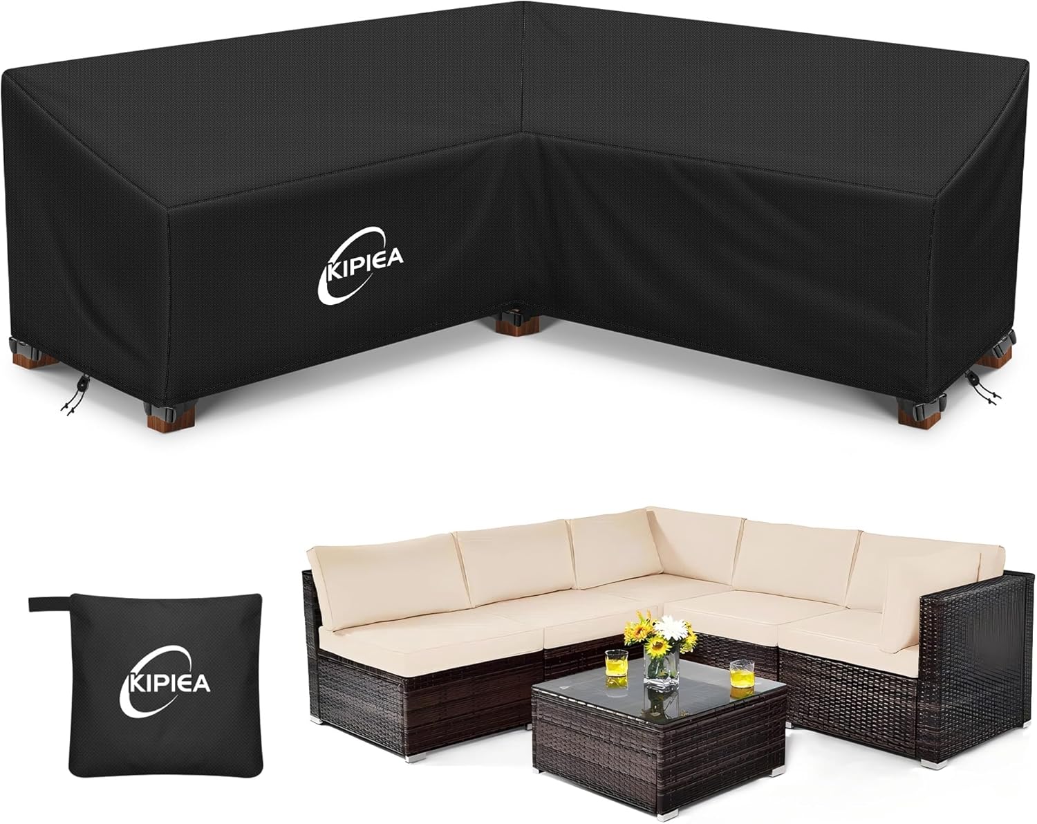 Kipiea Patio V-Shaped Sectional Sofa Cover for Ultimate Protection