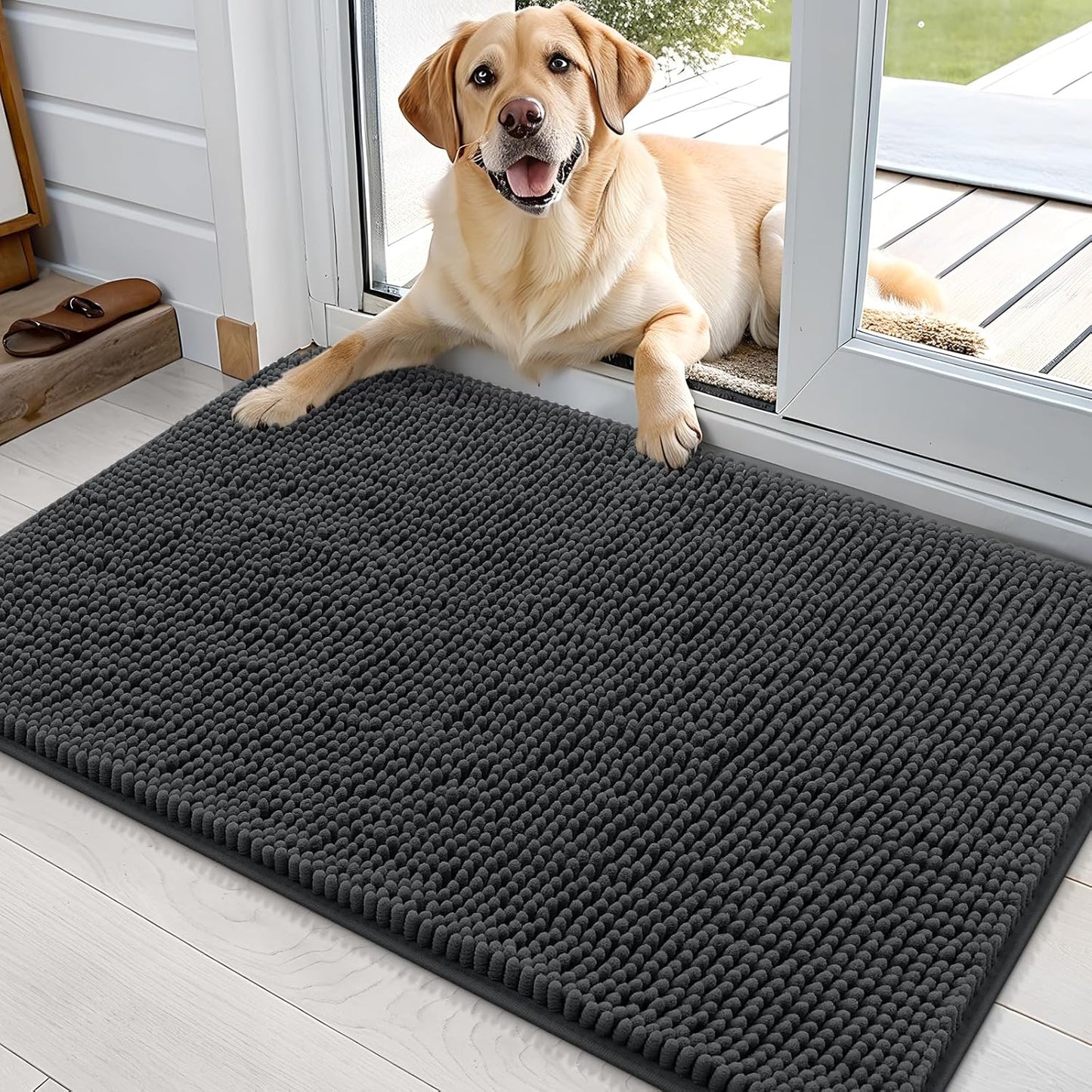 OLANLY Dog Door Mat for Muddy Paws - Absorbent Chenille Mat
