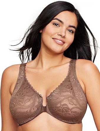 Glamorise Women's Plus Size Wonderwire Lace Front-Closure Underwire