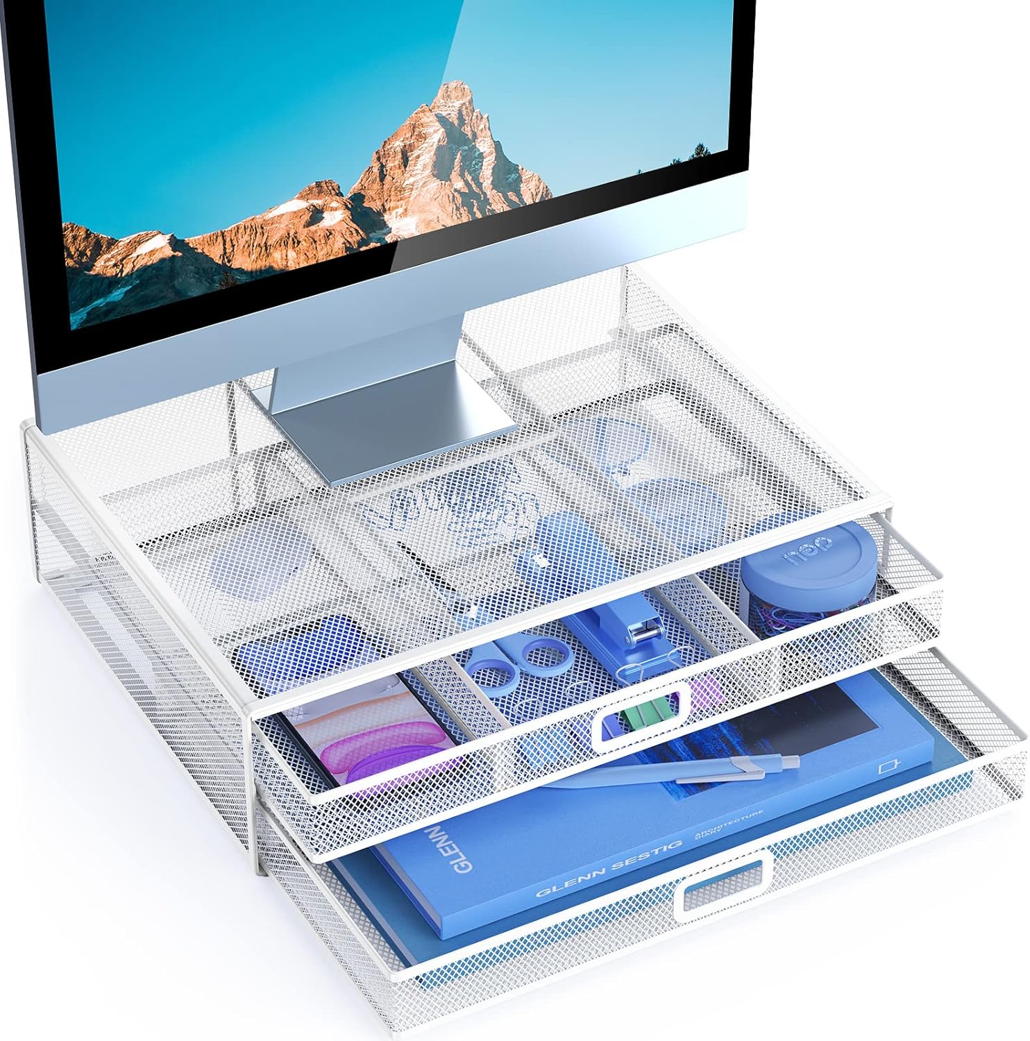 HUANUO Monitor Stand Riser with Drawer for Desk Organization