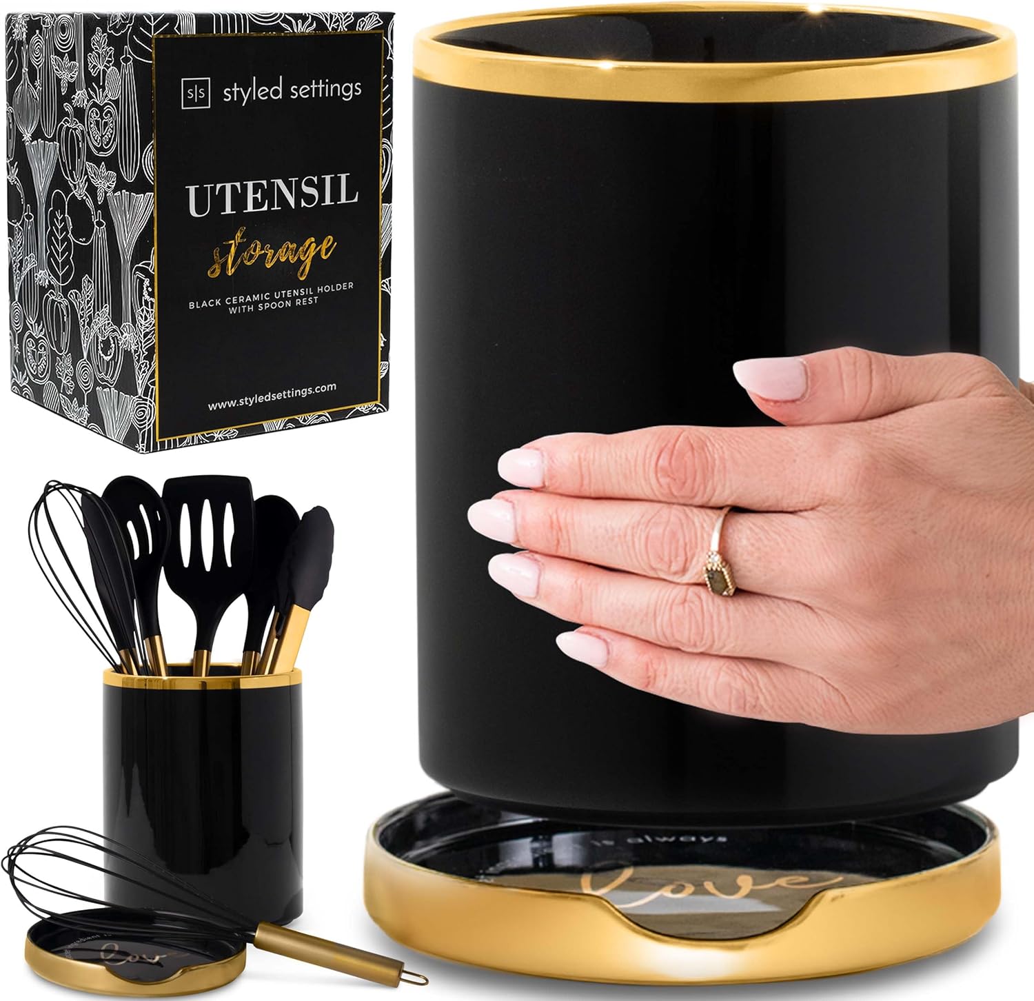 STYLED SETTINGS Black and Gold Utensil Holder Set Review