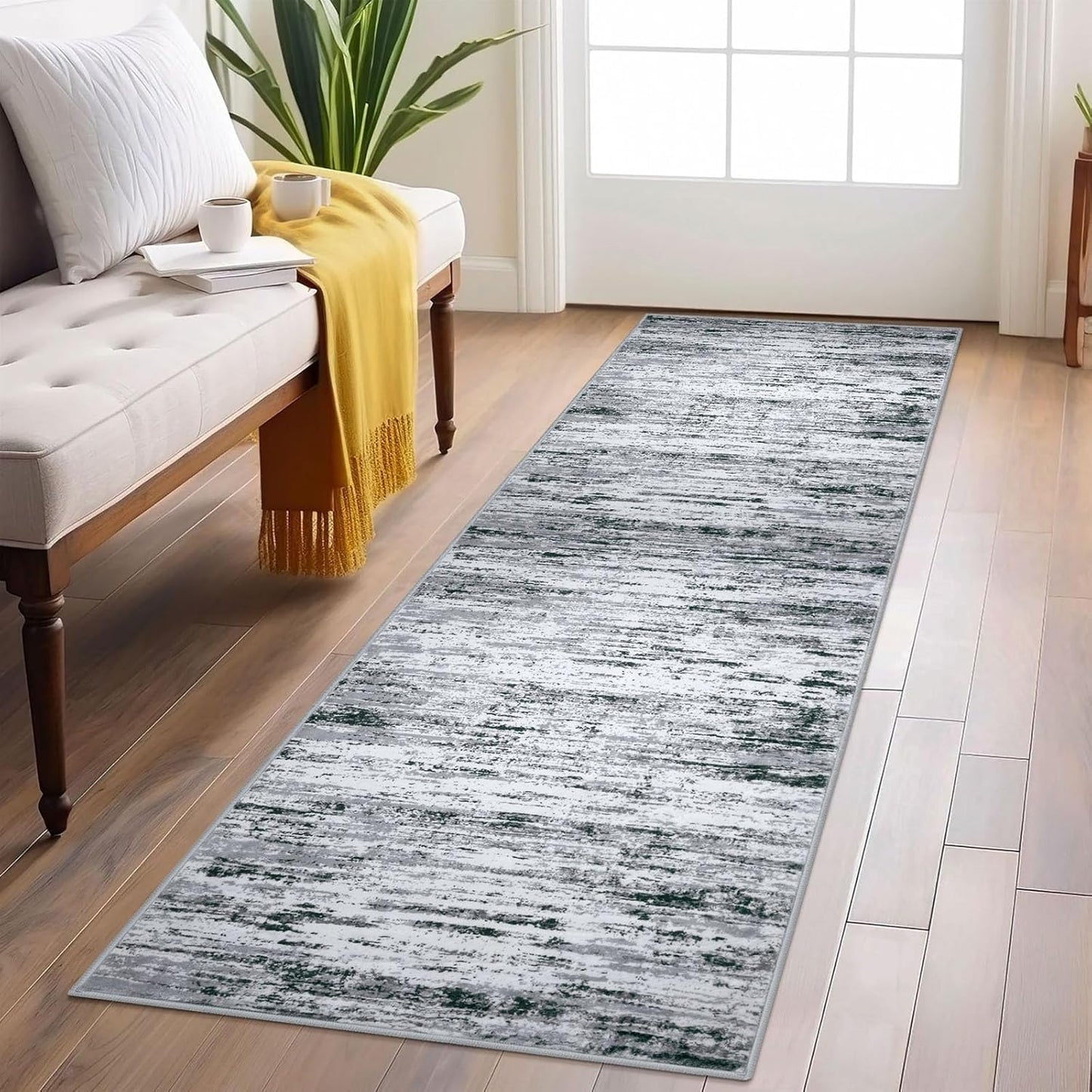Modern Abstract Runner Rug 2x6 for Kitchen and Hallway Decor