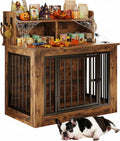 Dog Crate Furniture 33.4 in Wooden Small Dog Crate with Storage - Dual