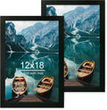 12x18 Frame Set of 2 Rustic Black Wood Style - Sturdy Poster Frames