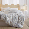 Blue Flowers Duvet Cover Twin XL - Soft 100% Cotton Floral Set