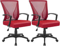 Red Mid Back Mesh Office Chair Ergonomic Swivel - Lumbar Support