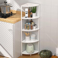 5 Tier Corner Shelf Stand 44.1 in - Space-Saving Marble White