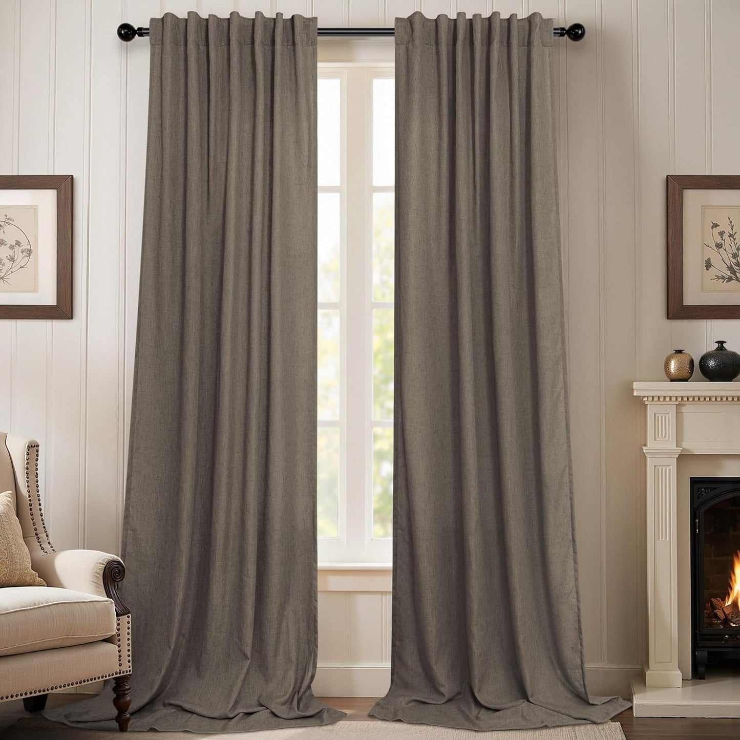 Chocolate Brown Curtains for Living Room - Light Filtering Drapes