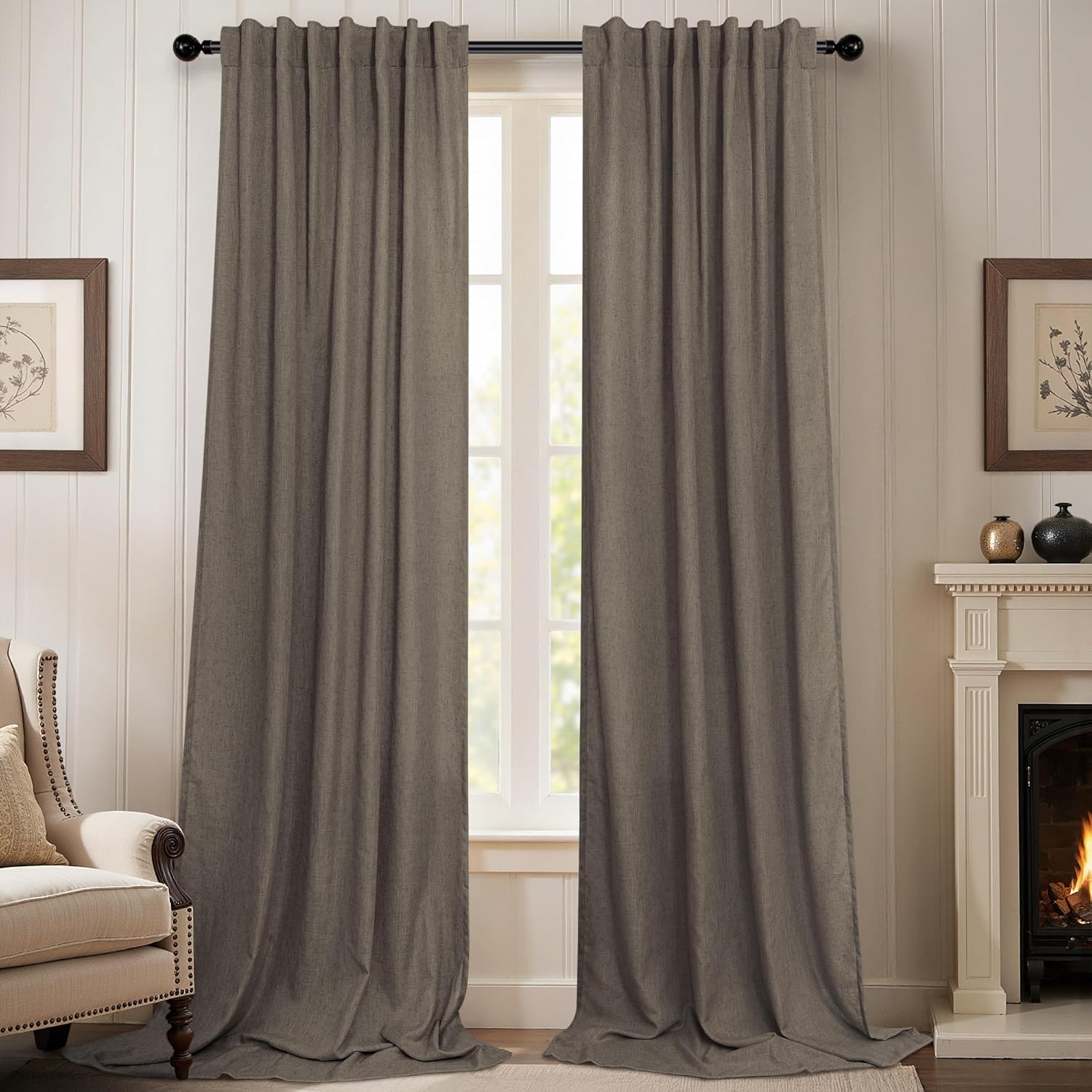 Chocolate Brown Curtains for Living Room - Light Filtering Drapes