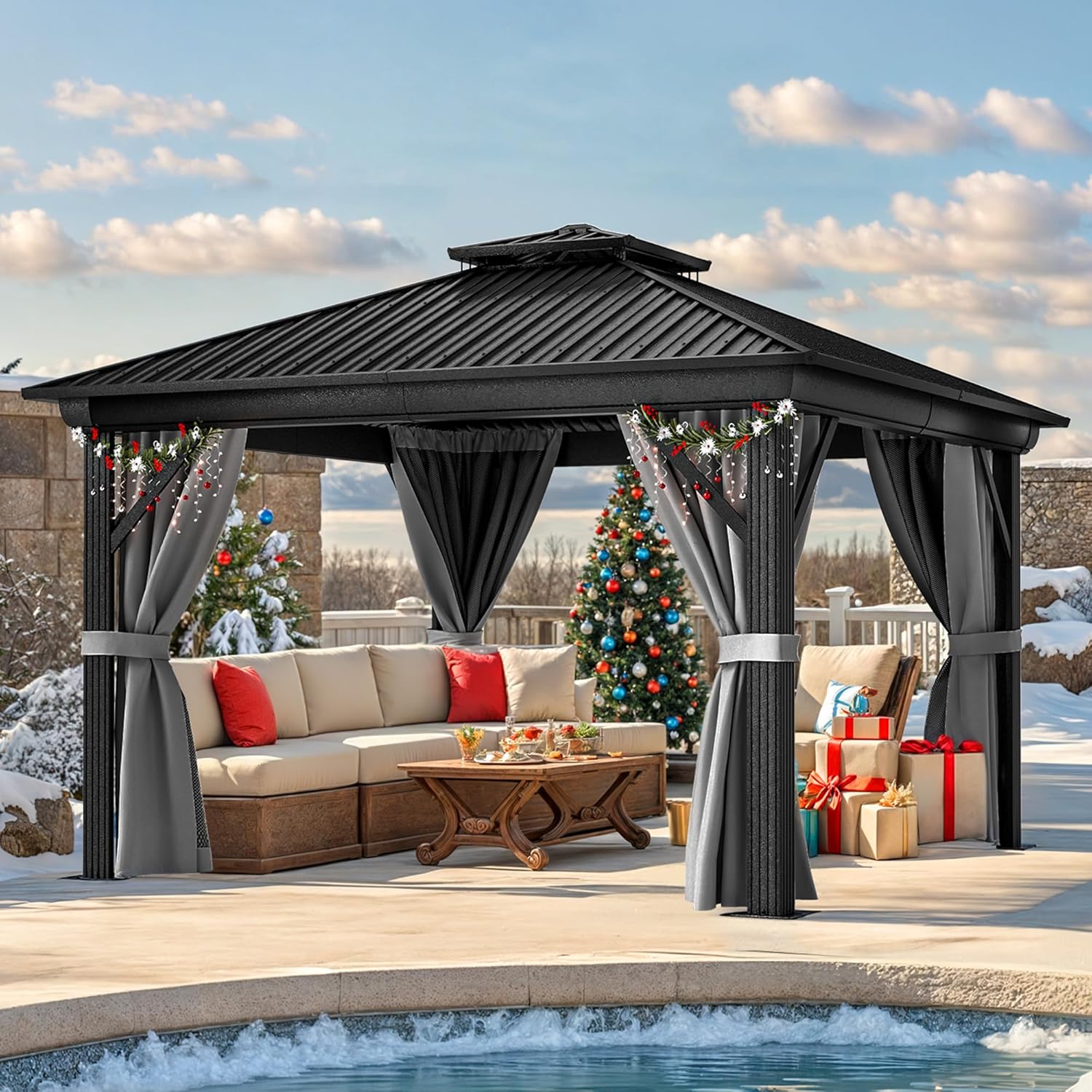 YITAHOME 12x12ft Hardtop Gazebo for Outdoor Spaces and Events
