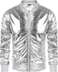 Men's Metallic Jacket 70s Disco Varsity Bomber - Shiny Lightweight