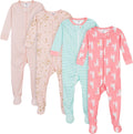 Gerber Baby-Girls 4-Pack Footed Pajamas - Cozy, Safe Fit