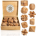 Wooden Brain Teaser Puzzles for Adults - Elegant 9-Piece Set