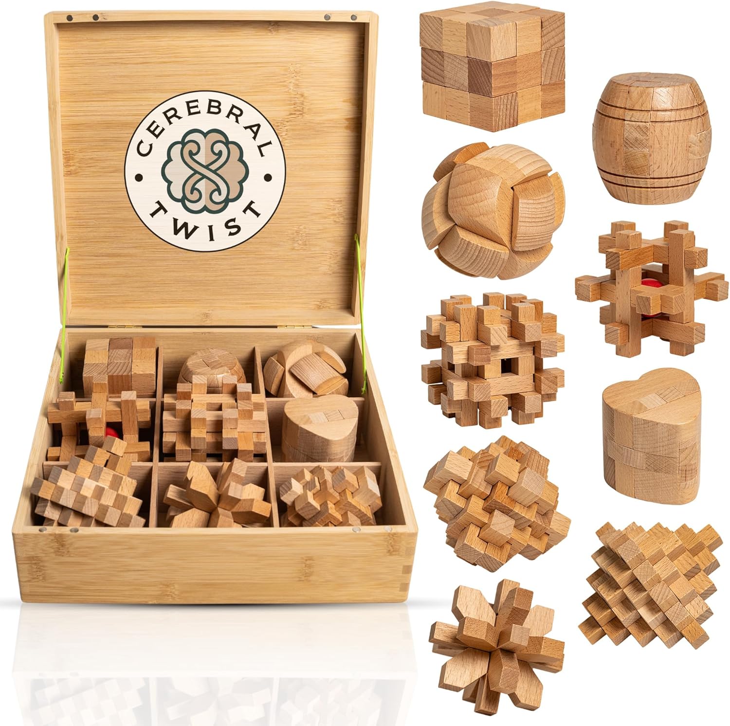Wooden Brain Teaser Puzzles for Adults - Luxurious Fun