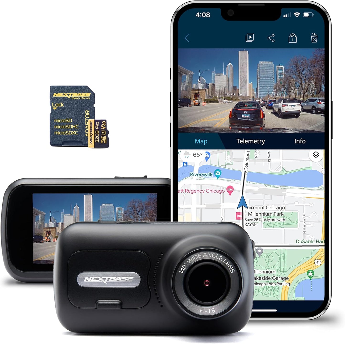 Nextbase 322GW Dash Cam Bundle - Full HD Recording, Wi-fi GPS, Night Vision