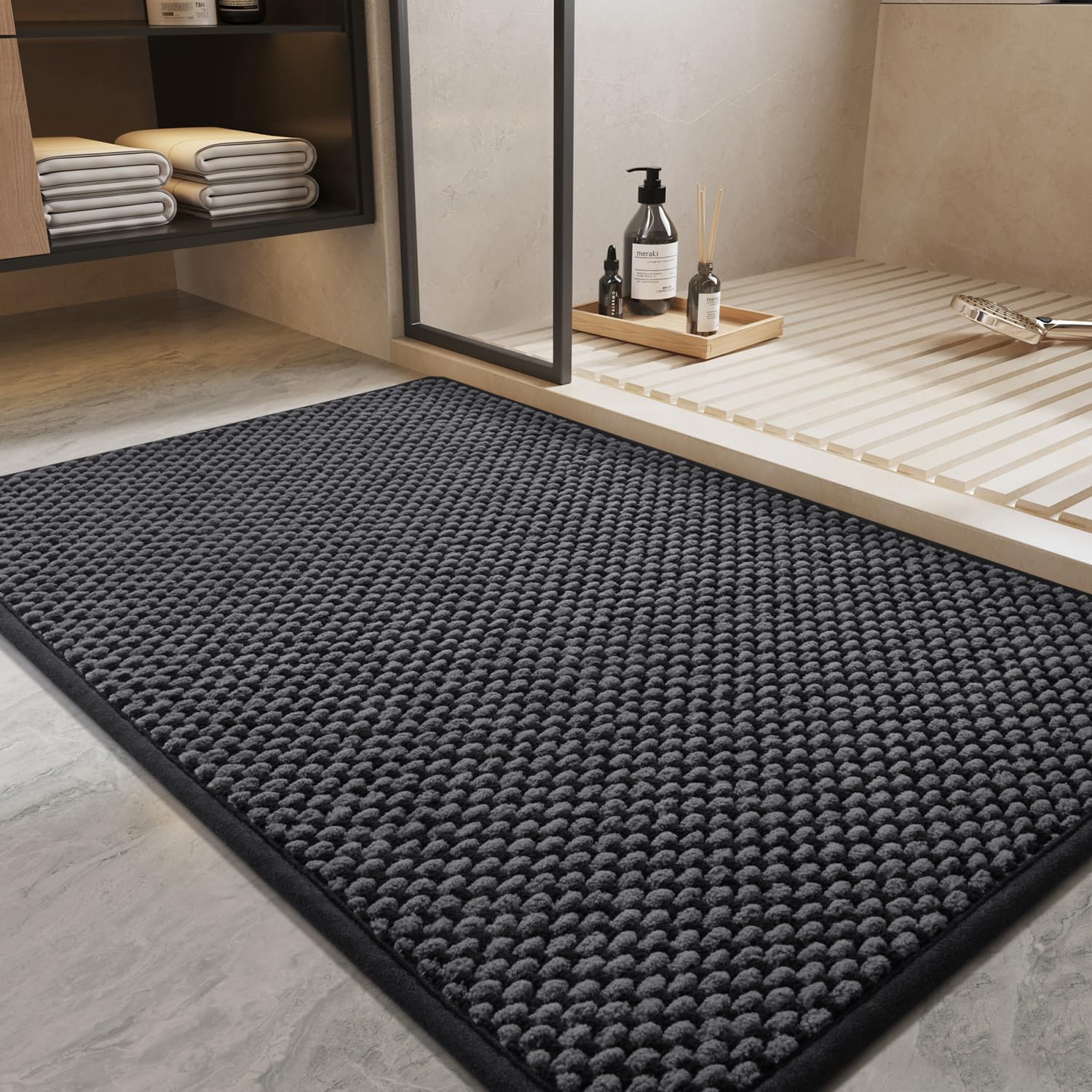 Super Absorbent Chenille Bath Mat for Non Slip Safety and Style