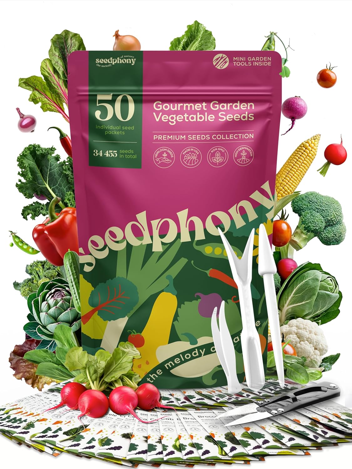 50 Gourmet Garden Vegetable Seeds Variety Pack for Home Gardening