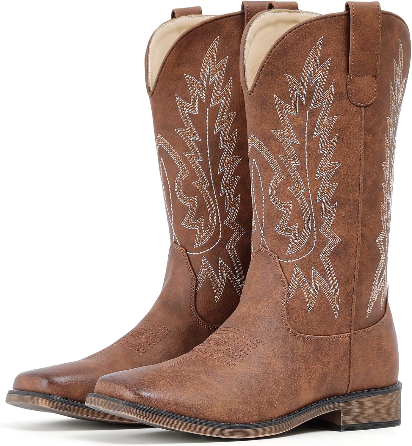 IUV Cowboy Boots for Women - Stylish Square Toe Mid Calf Boots