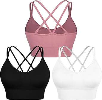 WANAYOU Women Strappy Sports Bra for Medium Support
