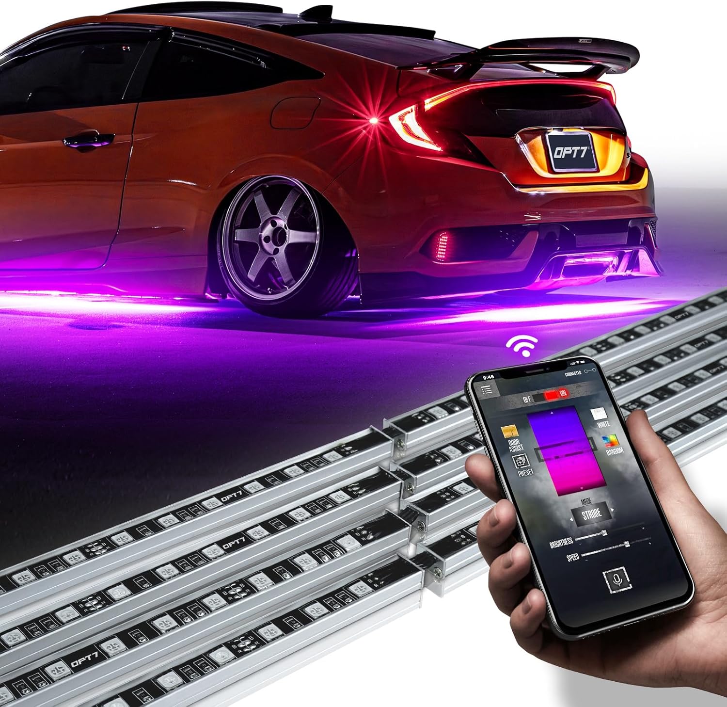 OPT7 Aura Pro Underglow LED Lights Kit for Car with APP Control