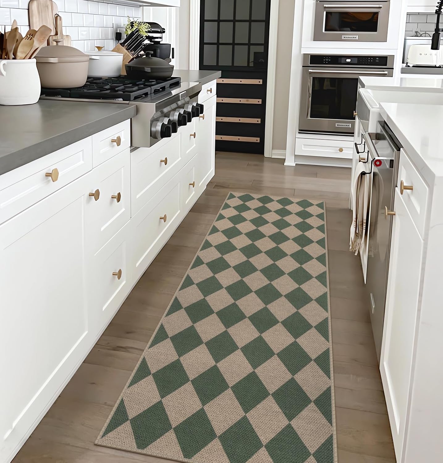 Easy Jute Checkered Runner Rug for Hallway and Kitchen Use
