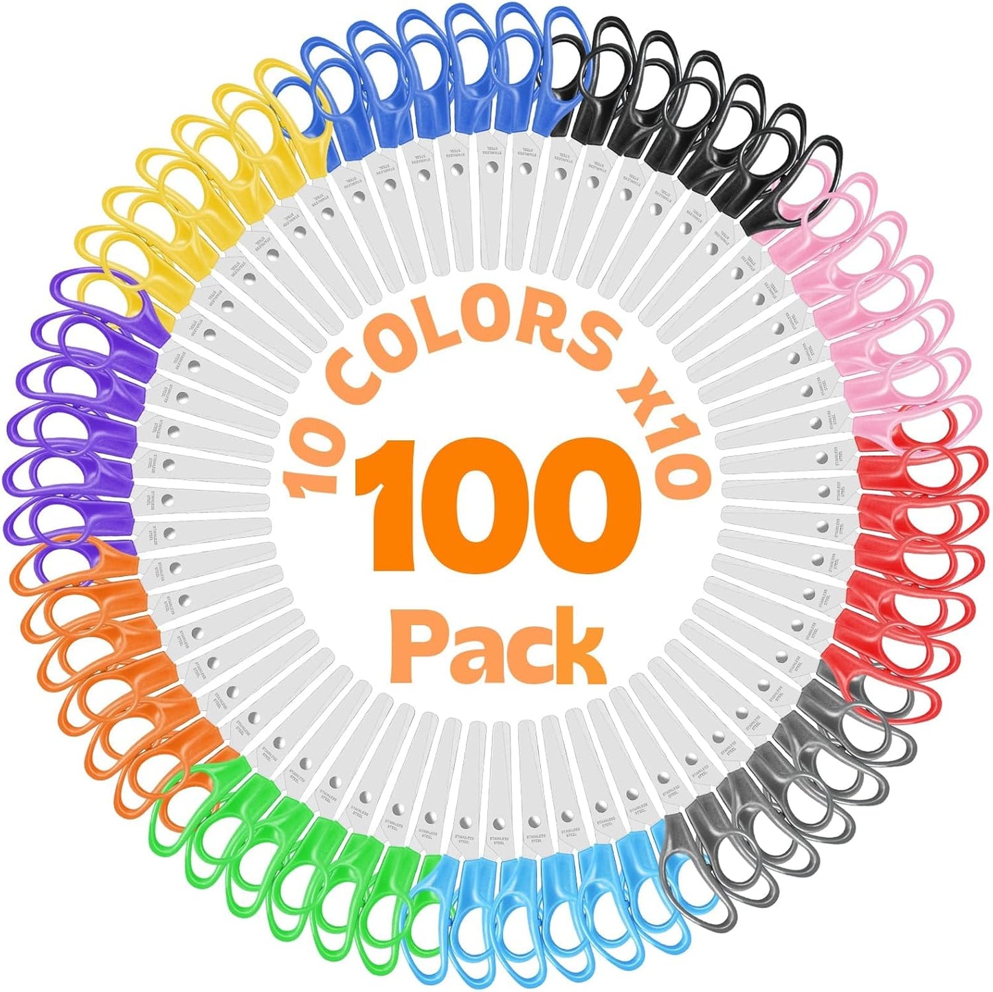 100 Pack Kids Scissors for School, Safe & Colorful Cutting Tools