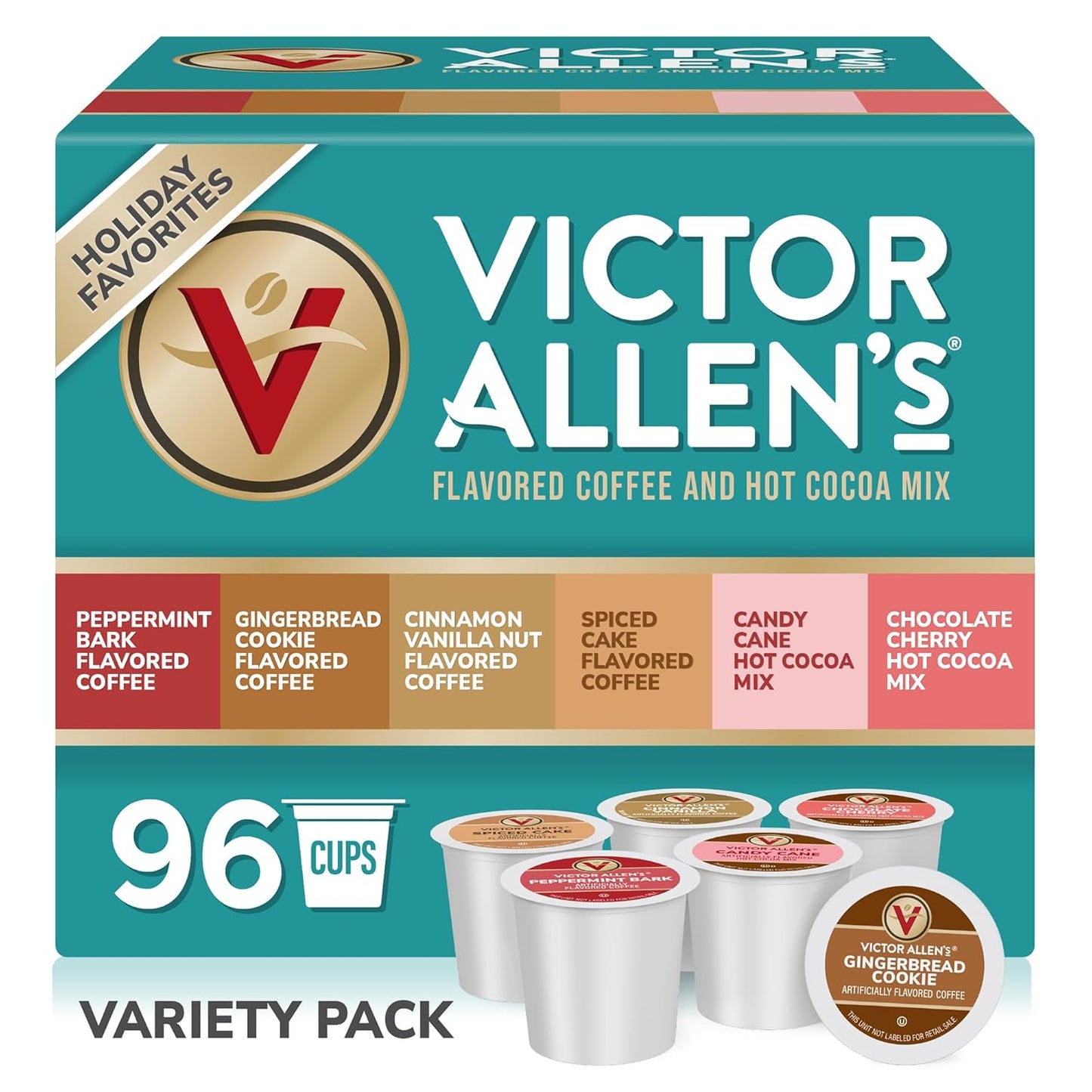 Victor Allen's Coffee Holiday Favorites Variety Pack of 96 Pods