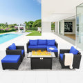 Rattaner Outdoor Patio Furniture Set with 60000 BTU Fire Pit