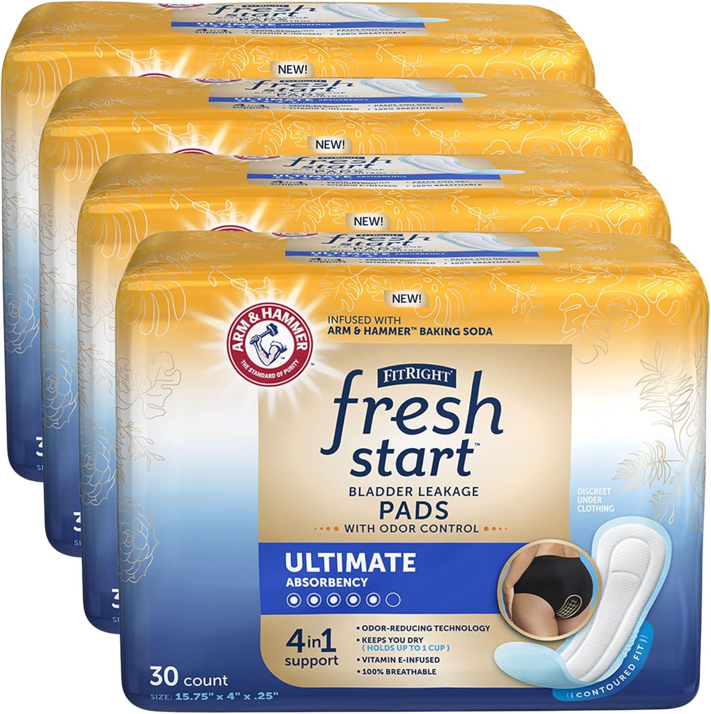 FitRight Fresh Start Postpartum and Incontinence Pads for Women
