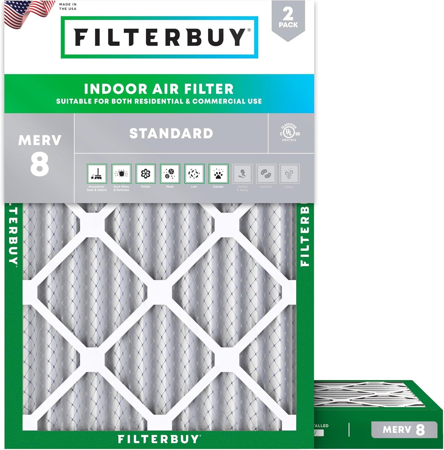 Filterbuy 24x30x2 Air Filter MERV 8 for Dust & Allergy Defense