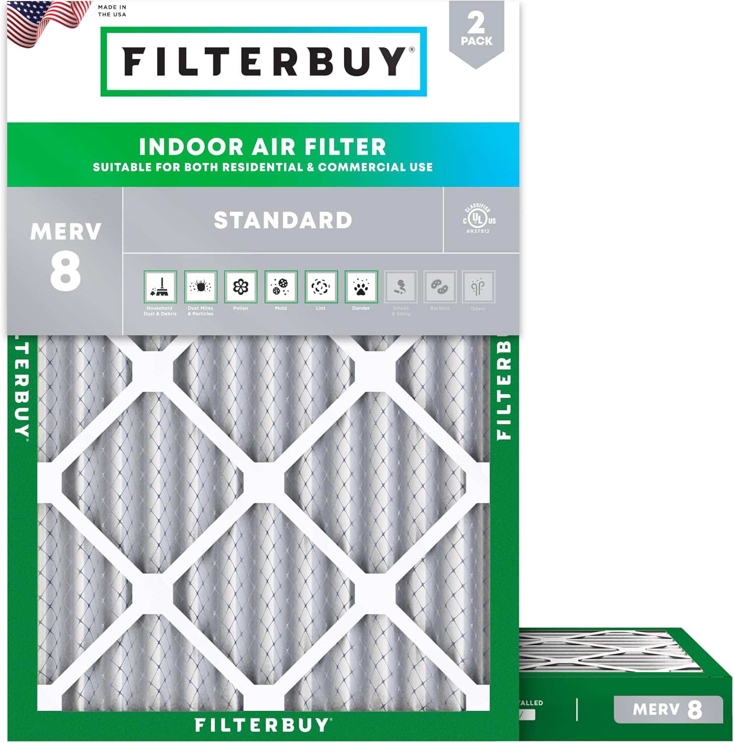 Filterbuy 24x30x2 Air Filter MERV 8 for Dust & Allergy Defense