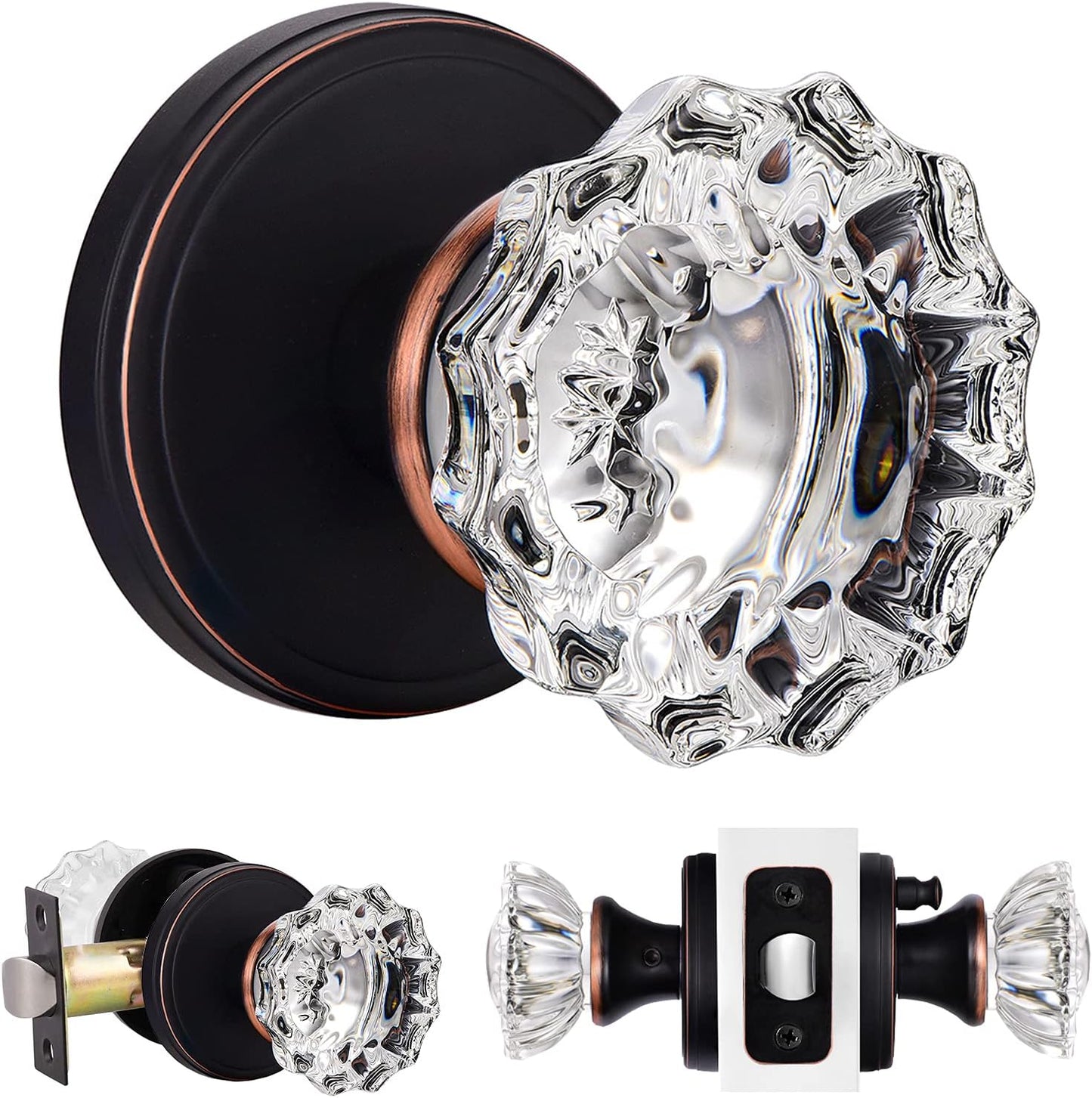 Glass Door Knobs Interior with Lock by SHINY HANDLES