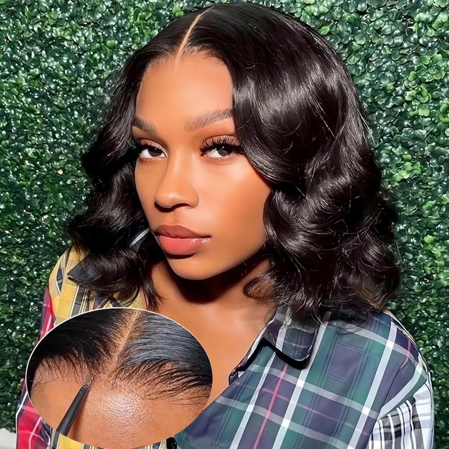 Bob Wig Human Hair Glueless Wigs for Black Women 8 Inch