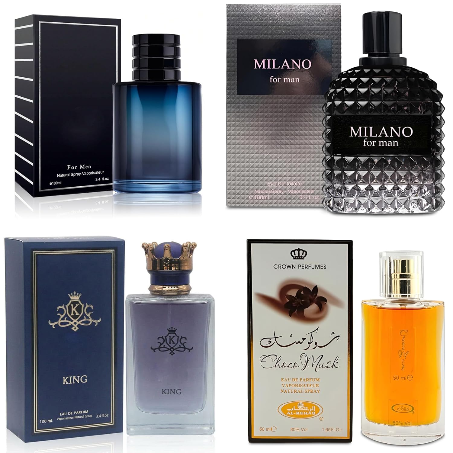 4-Piece Cologne Set for Men with Choco Musk and More