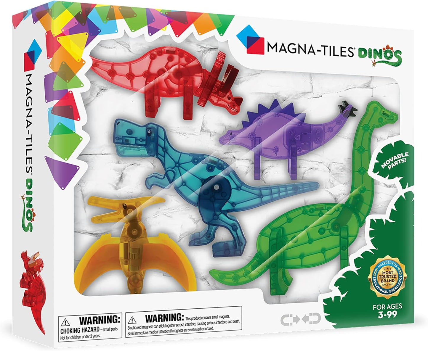 MAGNA-TILES Dinos 5-Piece Magnetic Construction Set for Kids