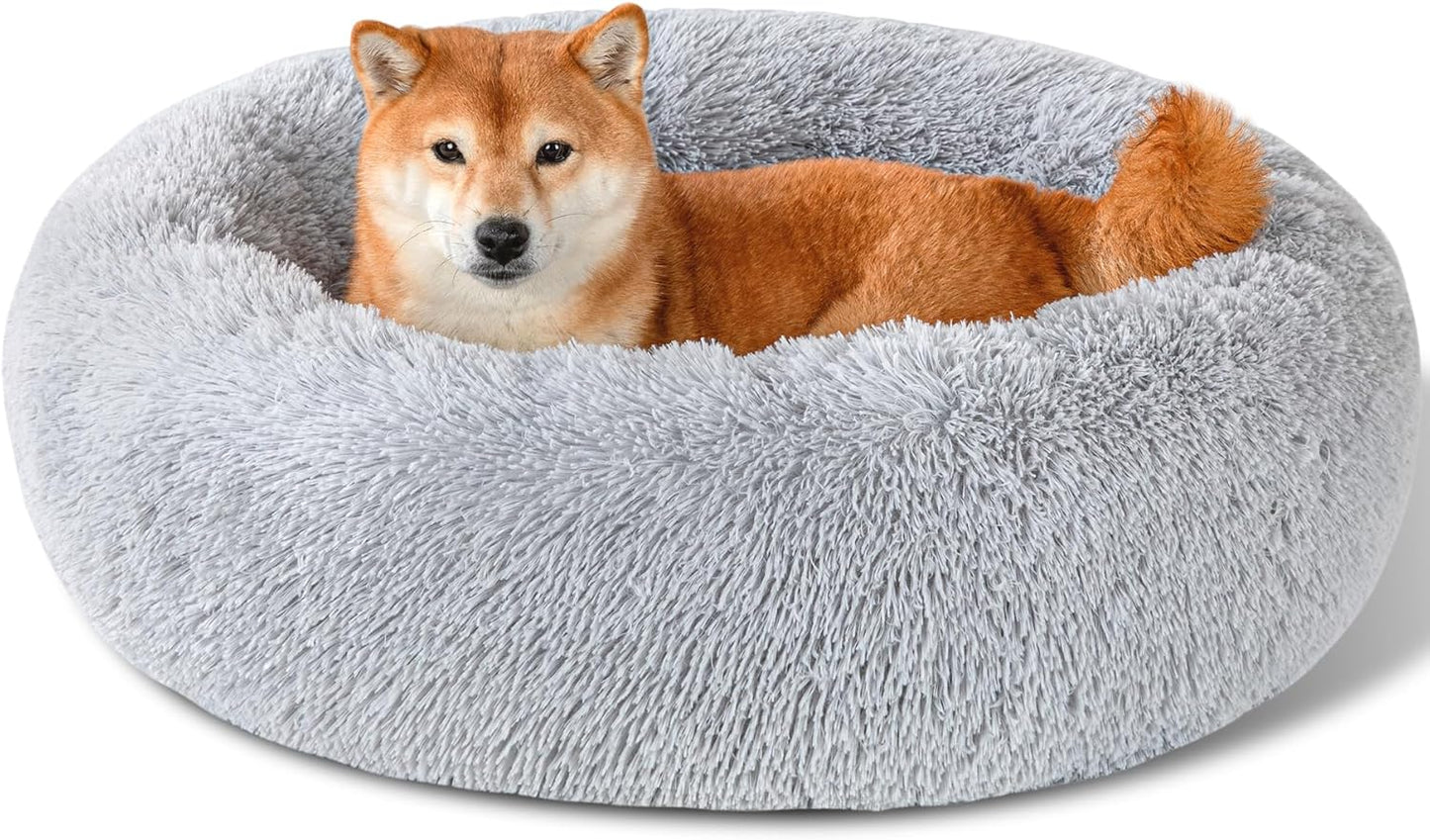 Dog Calming Beds for Small Medium Dogs - Cozy Round Donut Bed